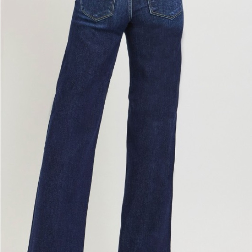 Mid-Rise Dark Indigo straight Wide-Leg Jeans for Women - Picture 4 of 6